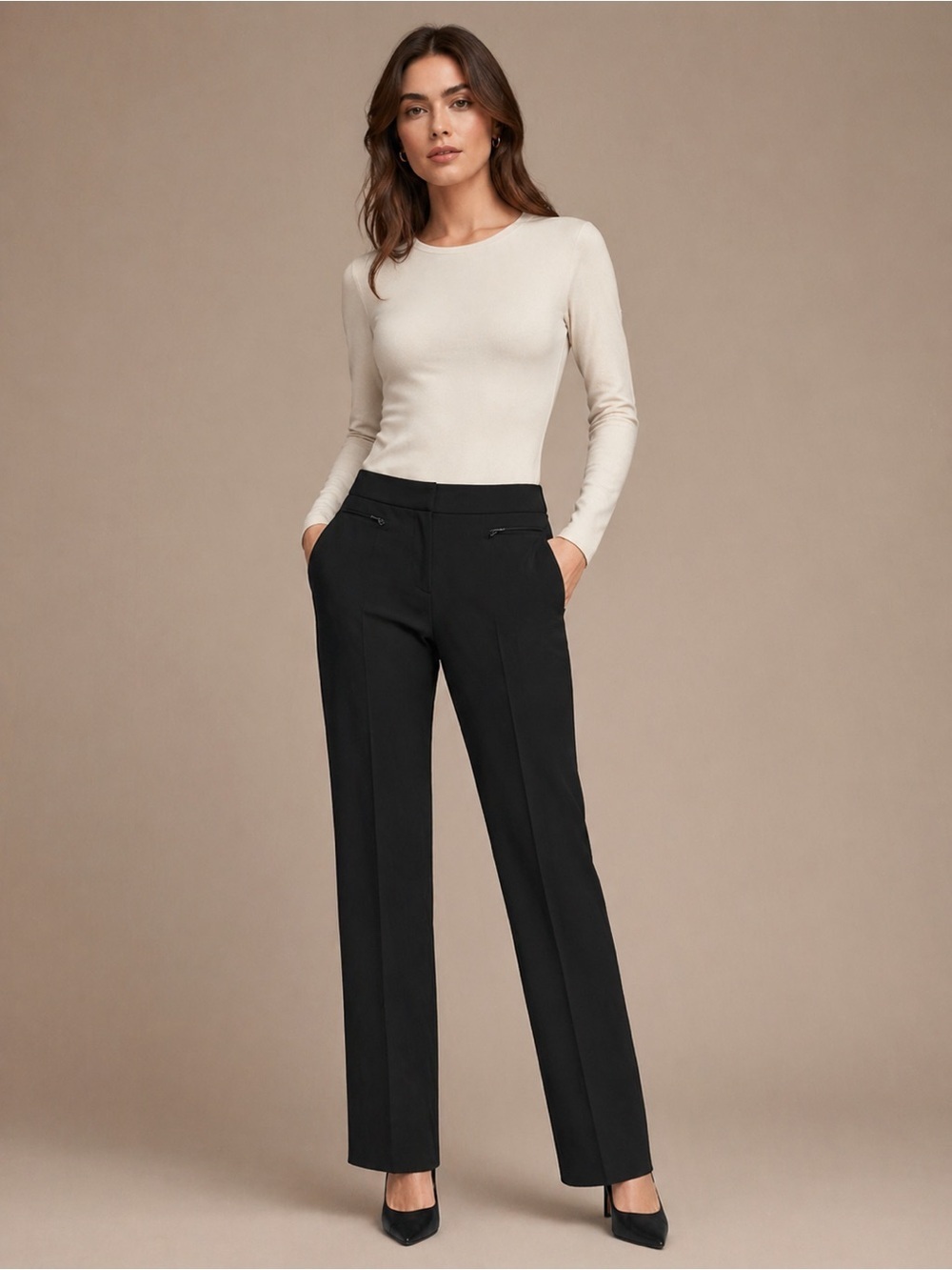 PGA Tour Black Straight-Leg Dress Trousers